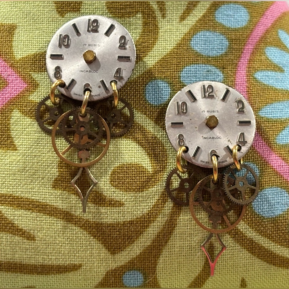 Handmade Vintage Watch Part Earrings Steampunk